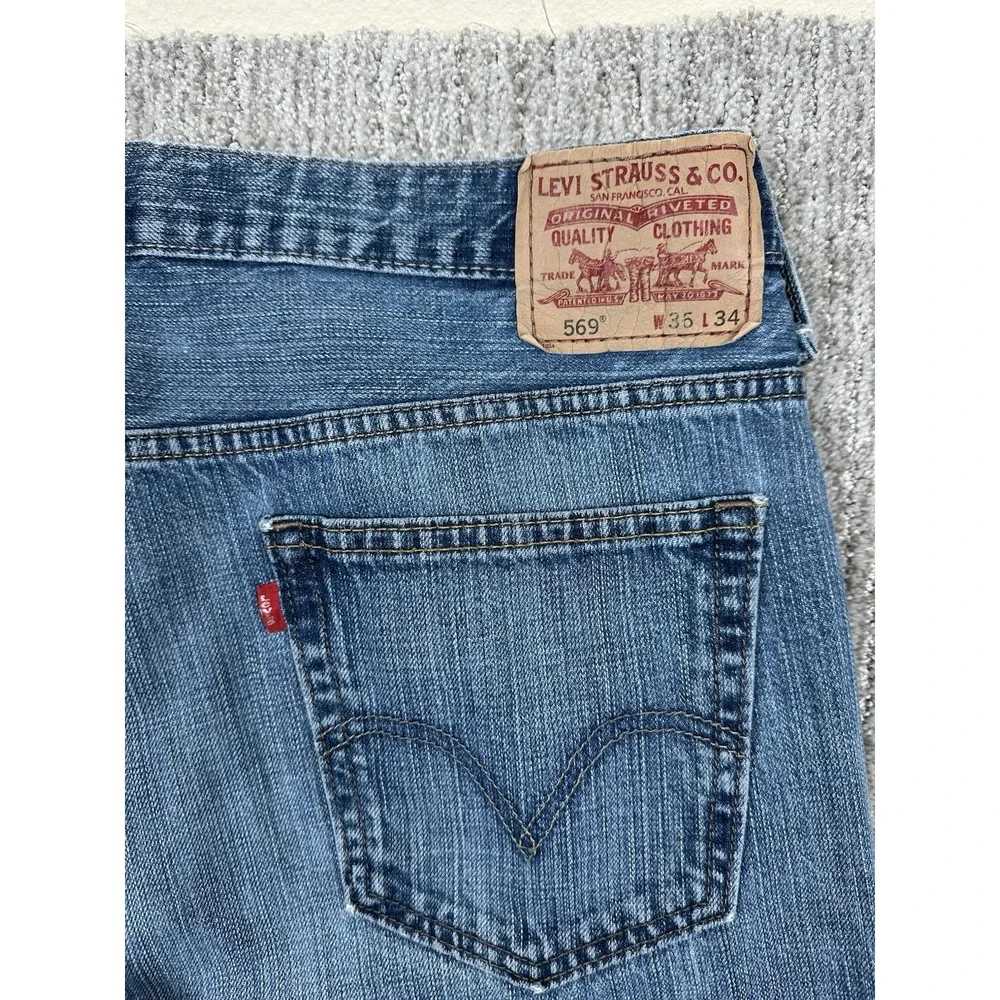 Vtg Levi's 569 Jeans Men 36x34 Fits 38x33.5 Blue Denim Loose Straight Baggy Y2K